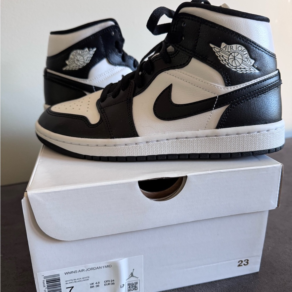 Nike Air Jordan 1 Mid Black and White Sneakers